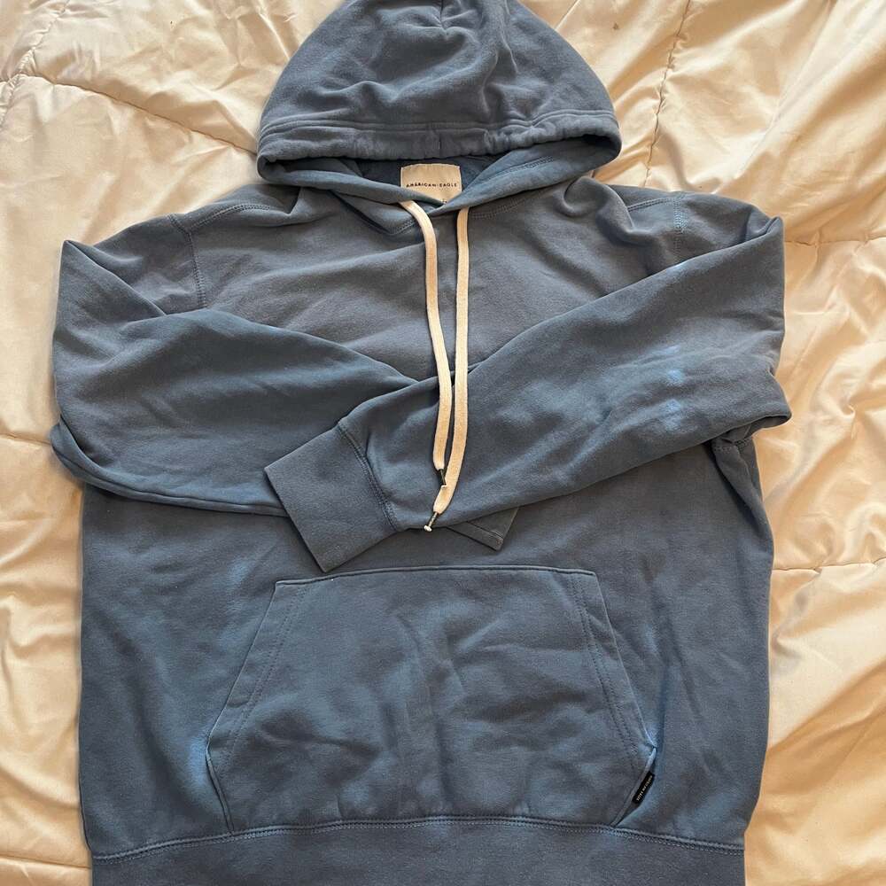 American Eagle Super Soft Blue Hoodie with Drawstrings
